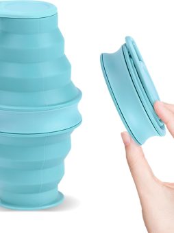 17oz Collapsible Water Bottle,Reuseable BPA Free Silicone Foldable Water Bottles for Outdoor, Travel Gym Hiking,Backpacking Portable & Leakproof,Portable Leak Proof Sports Water Bottle (B)