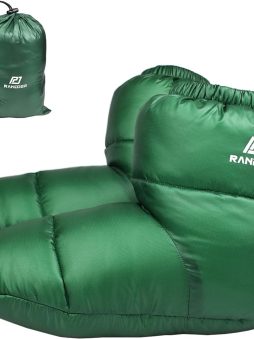 Down Booties Warm Socks 10D Nylon Ultralight Sleeping Sock for Camp, Backpacking, Camping Sleeping Bag Tent Down Slippers Foot Warmer (R02)