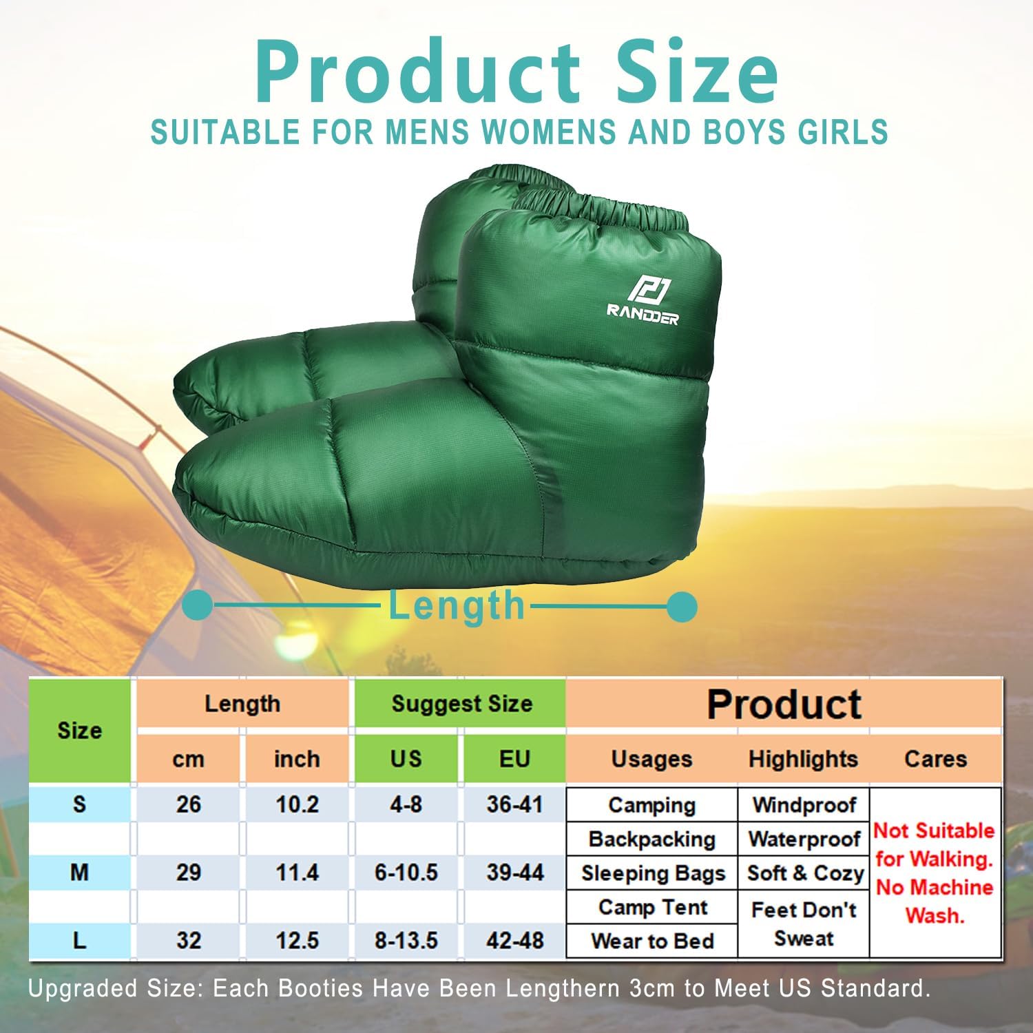 Down Booties Warm Socks 10D Nylon Ultralight Sleeping Sock for Camp, Backpacking, Camping Sleeping Bag Tent Down Slippers Foot Warmer (R02) - Image 3