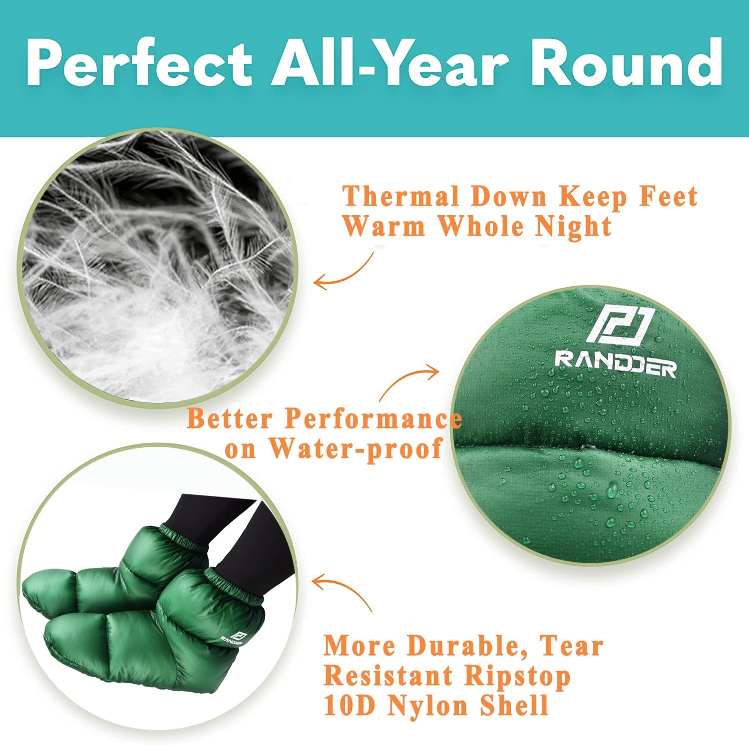 Down Booties Warm Socks 10D Nylon Ultralight Sleeping Sock for Camp, Backpacking, Camping Sleeping Bag Tent Down Slippers Foot Warmer (R02) - Image 4