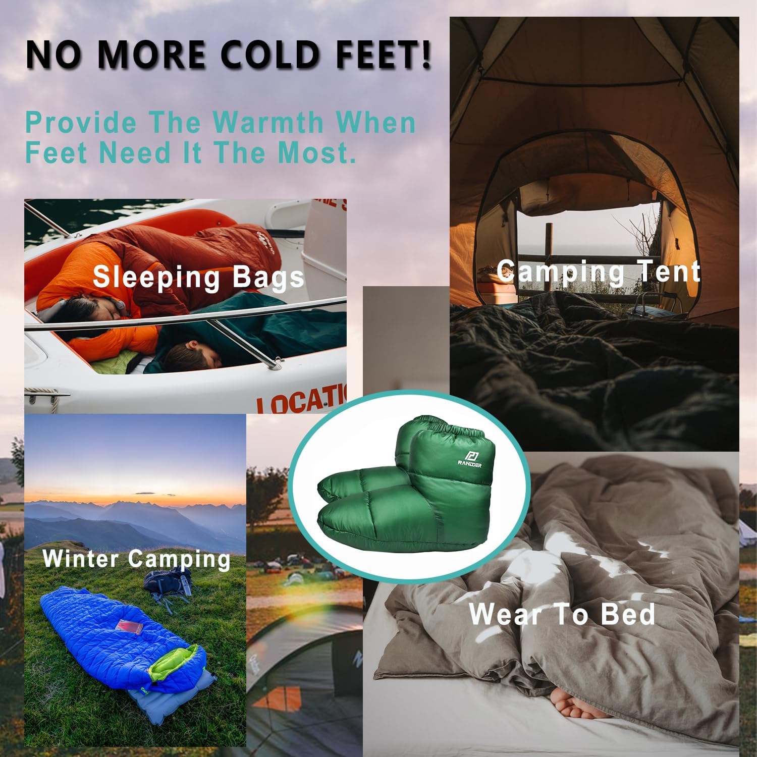 Down Booties Warm Socks 10D Nylon Ultralight Sleeping Sock for Camp, Backpacking, Camping Sleeping Bag Tent Down Slippers Foot Warmer (R02) - Image 7