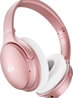 INFURTURE Rose Gold Active Noise Cancelling Headphones with Microphone Wireless Over Ear Bluetooth Headphones, Deep Bass, Memory Foam Ear Cups, Quick Charge 90H Playtime, for Travel/Sports/Audiobooks