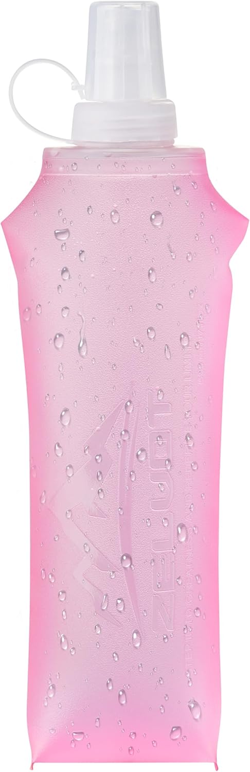 Running Vest Soft Flask, BPA-Free 500ml Collapsible Water Bottle for Hydration Backpack, Folding Running Water Bottle for Running Hiking Cycling Climbing (Pink, 500 ML)